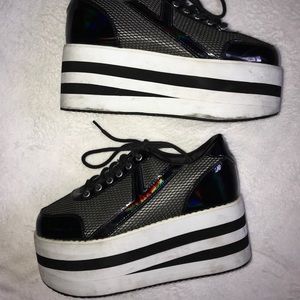 YRU holographic platform sneakers